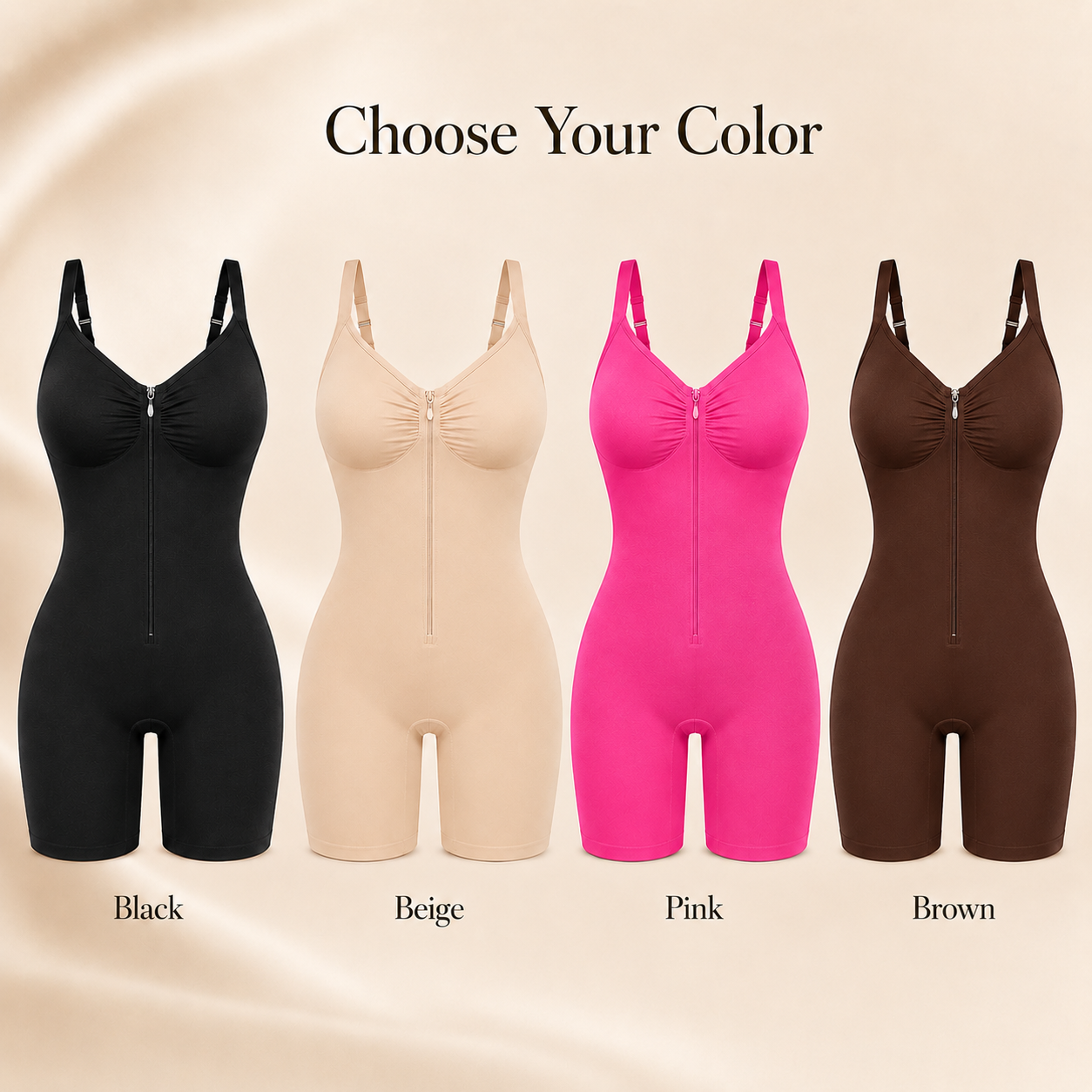 Zip-Up Shapewear Bodysuit – Tummy Control & All-Day Support