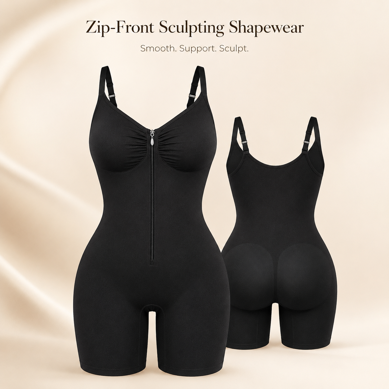 Zip-Up Shapewear Bodysuit – Tummy Control & All-Day Support