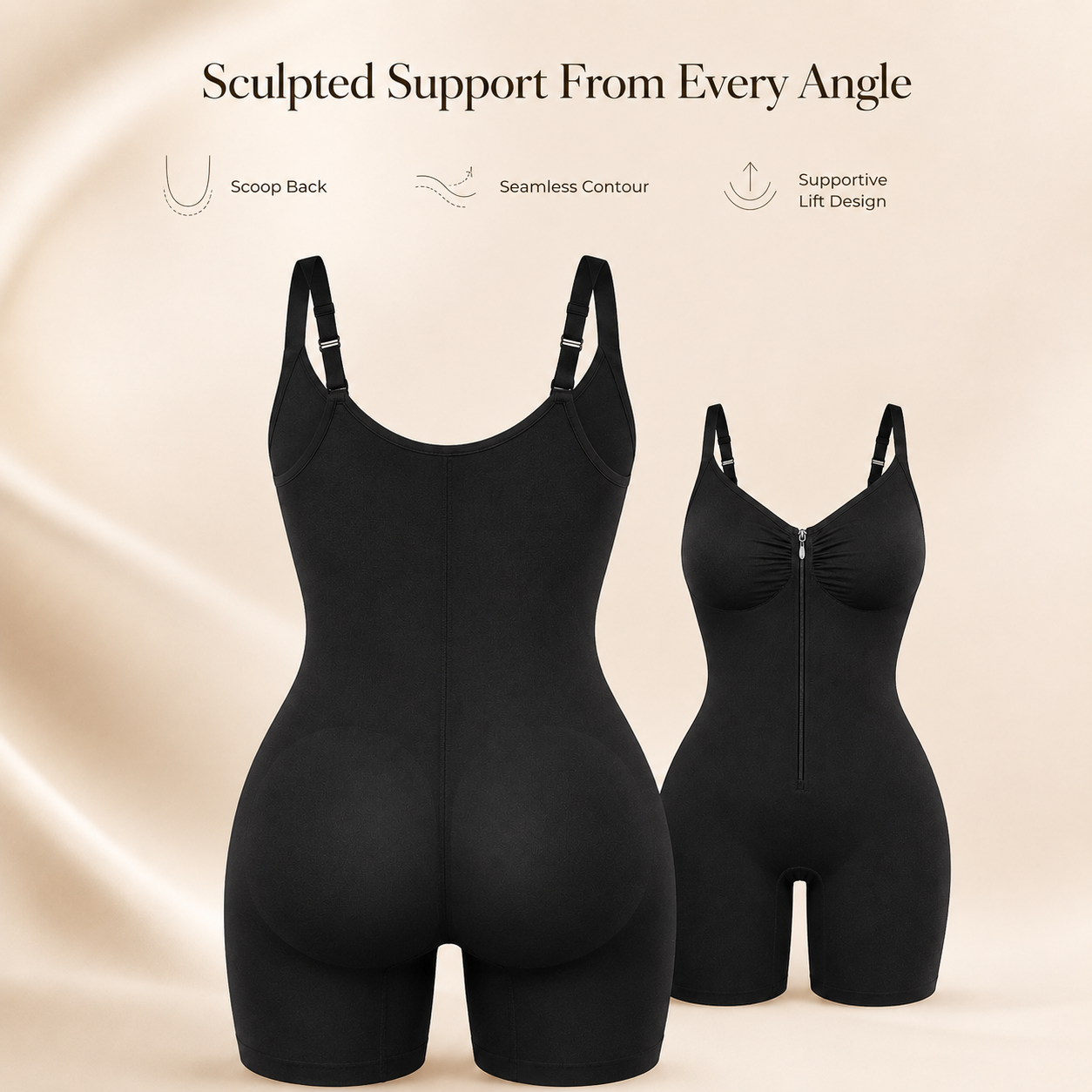 Zip-Up Shapewear Bodysuit – Tummy Control & All-Day Support