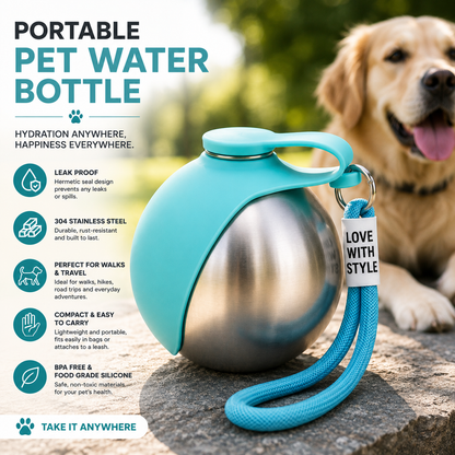 2-in-1 Stainless Steel Pet Travel Water Bottle