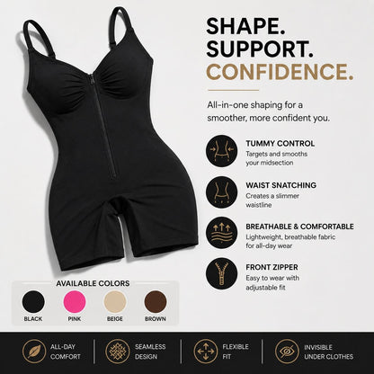 Zip-Up Shapewear Bodysuit – Tummy Control & All-Day Support
